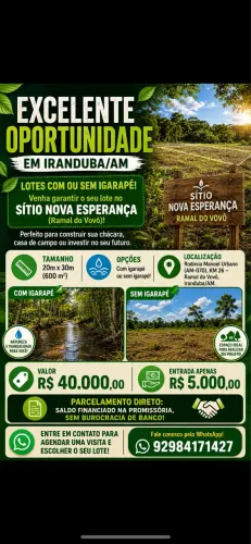 Lotes com e se igarapé No lago do Limão 
