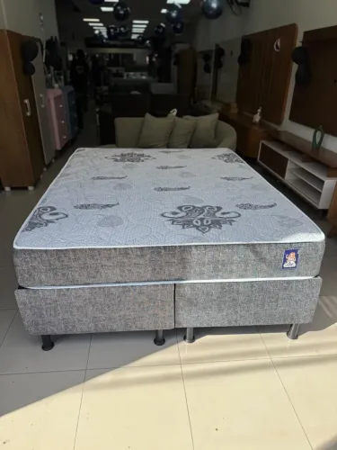Cama Box Queen América Ley Colchões, base + colchão com molas ensacadas - Entrega