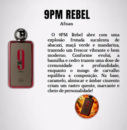 ? Perfume Árabe Afnan 9PM Rebel EDP 100ml Original Masculino