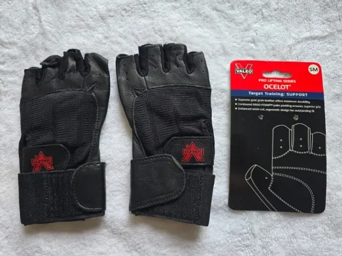 Luvas para musculação com munhequeira VALEO, tamanho "P"
