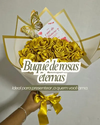 Buquê de rosas dourada M