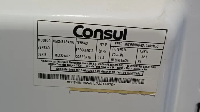 MICROONDAS CONSUL 32 LITROS EM BOM ESTADO, FUNCIONANDO PERFEITAMENTE