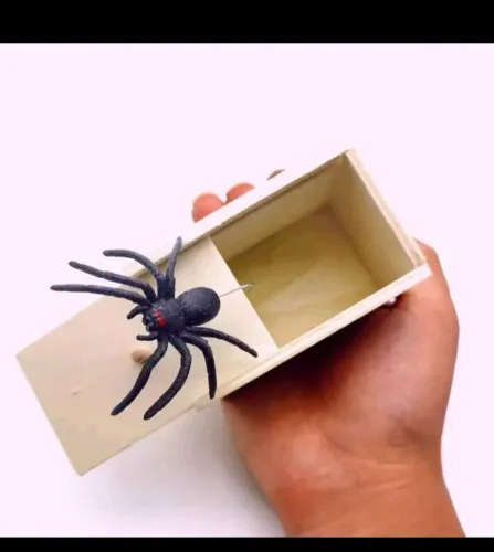 Brinquedo simulação aranha caixa de madeira