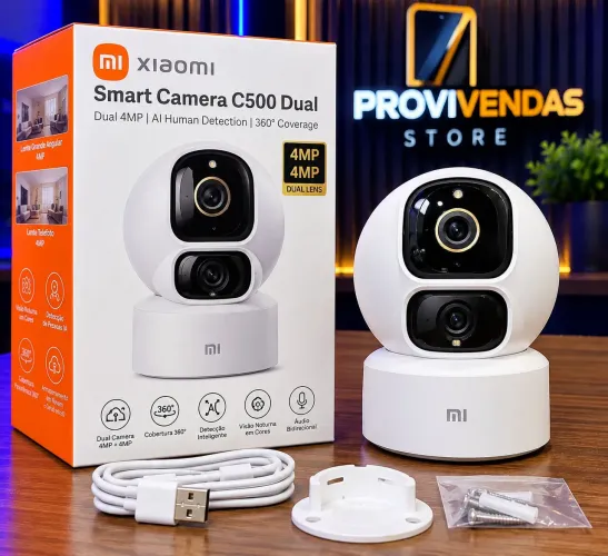 Xiaomi Smart Camera C500 Dual 4MP + 4MP Wi-Fi 360° Visão Noturna Dupla Lente Segurança