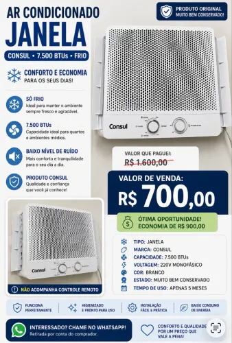 Ar-condicionado de janela CONSUL - Ótimo Estado.