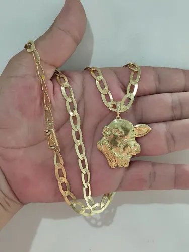 Cordão Em Moeda Antiga Idêntica ao Ouro 18K 