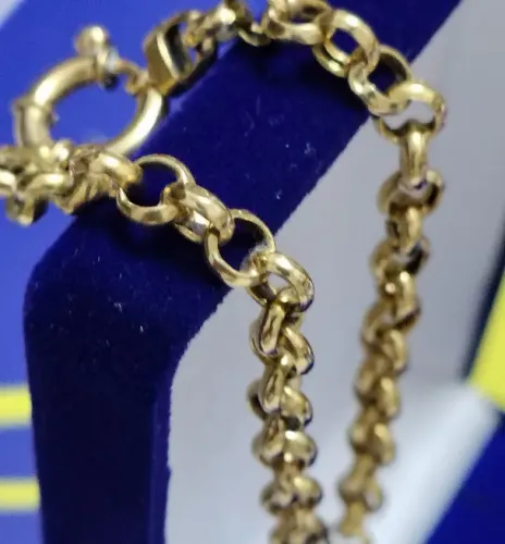 Pulseira Elos Português Ouro 18 Kilates Peso 6.30 Gramas 20 Cm 5 mm - Fecho Boia 11 mm Oco