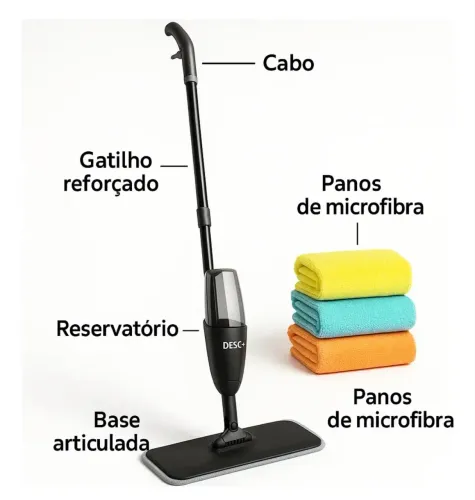 Mop Spray Rodo Mágico + Pano Microfibra