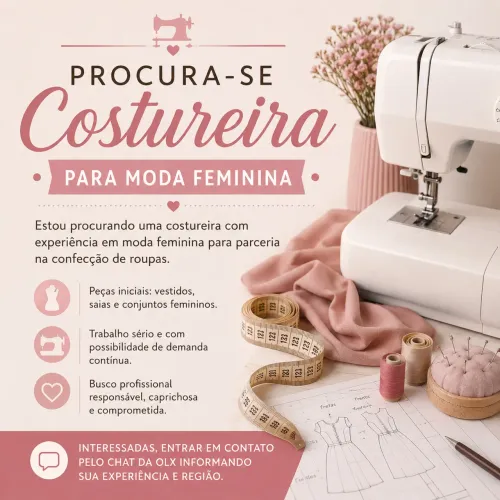 Procuro Costureira para Confecção de Roupas Femininas