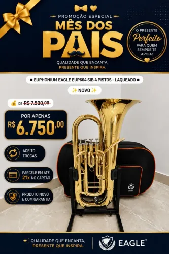 Euphonium Eagle EUP664 Sib 4 Pistos Laqueado -Novo(Promoçao Mês dos Pais)Parcelo 21x