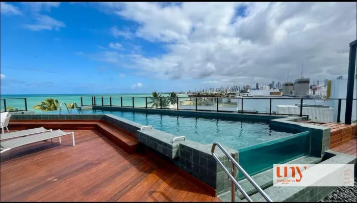 Flat novo pé na areia com 18 m² no Jardim Oceania