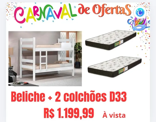Beliche JeA + 2 Colchões D33 88cm - Entrega Rápida 