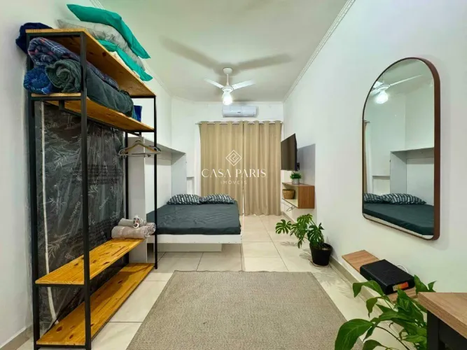 Kitnet Mobiliada no Canto do Forte (Praia Grande)  40m²  1 vaga  Portaria 24h