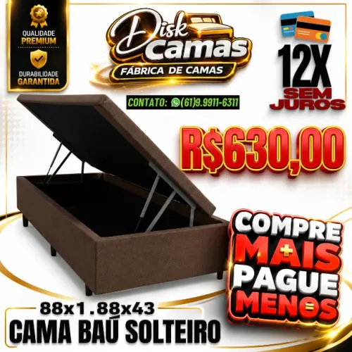 CAMA BAÚ SOLTEIRO PREMIUM ? MAIS ESPAÇO, CONFORTO E PRATICIDADE