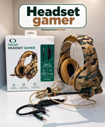 Headset Gamer Onistek Camuflado FN601