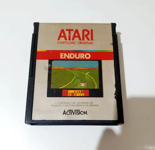 ENDURO ATARI 2600 CARTUCHO 100% ORIGINAL ACTIVISION POLIVOX SILVER LABEL CORRIDA ZERADA