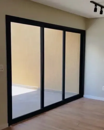 Porta de vidro 3 folhas Preta 2,00x1,70