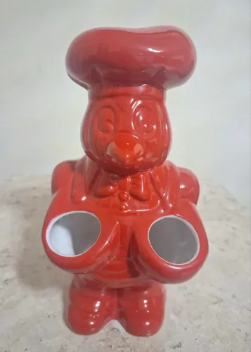 PINGUIM VERMELHO PORCELANA PORTA-TALHERES VINTAGE