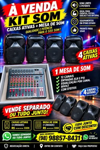 CAIXAS DE SOM ATIVA E MESA