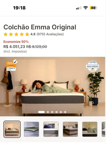COLCHÃO EMMA ORIGINAL king size 193×203 cm