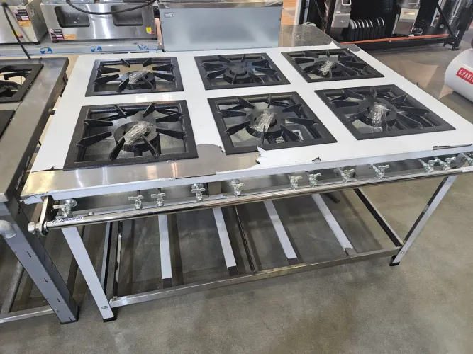 fogão industrial 6 queimadores 40x40 perfil inox - novo