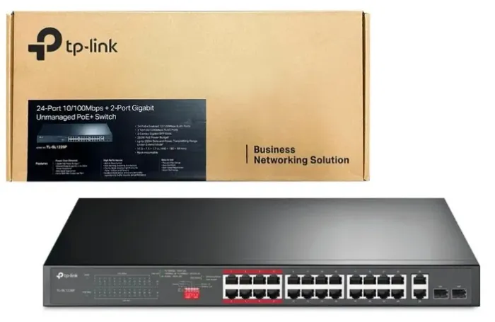 Switch TP-LINK Tl-sl1226p, 10/100mbps, Não Gerenciável, Gigabit, Poe+ E 2 Portas