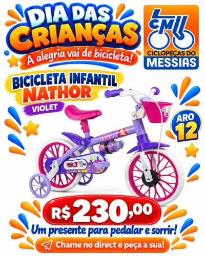 BICICLETA NATHOR ARO 12 FEMININA VIOLET