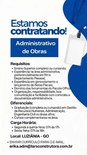 Vaga: Administrativo de Obra