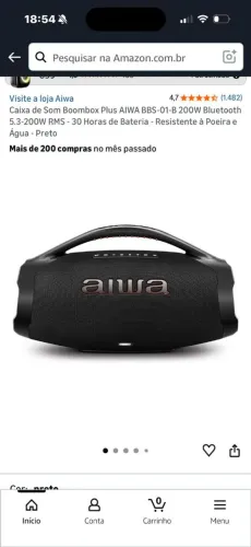 Vendo caixa de som Aiwa Boombox Plus BBS-01-B, 200W RMS, Bluetooth 5.3.