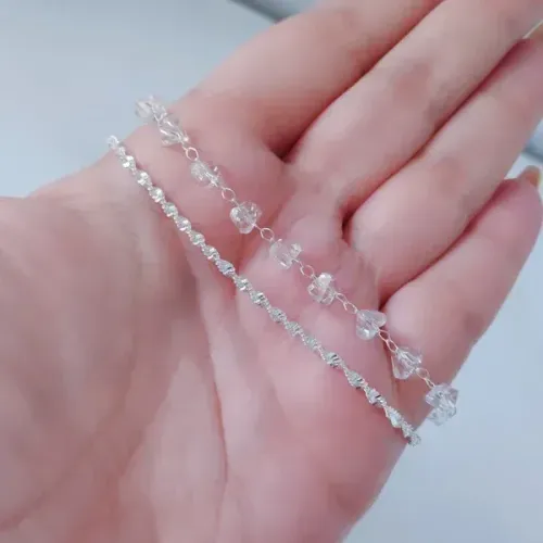 pulseira feminina dupla com perola de luxo e delicada