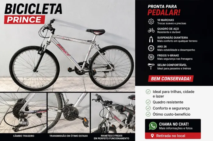 VENDE-SE BICICLETA PRINCE ARO 26