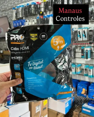 Cabo Hdmi 5 Metros Ultra HD 4K Pro Eletrônic Versão 2.0 High Speed