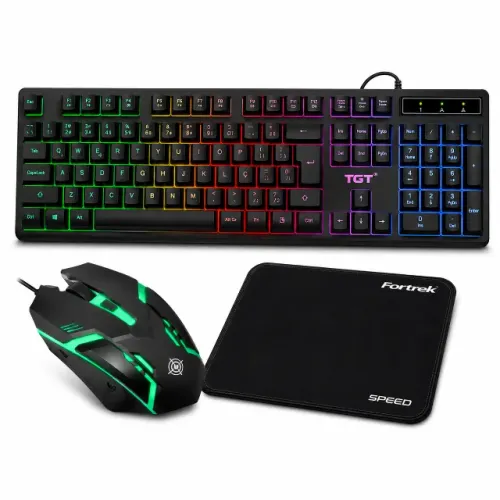Kit Gamer Barato Completo RGB Teclado Mouse e Mousepad