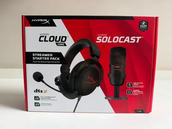 Kit HyperX Streamer Starter Pack - Headset HyperX Cloud Core + Microfone HyperX Solocast