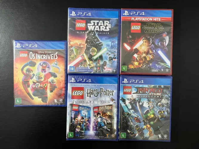 Combo Coleção LEGO PlayStation 4 lacrados - Harry Potter, Star Wars, Ninjago e Incríveis