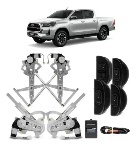 Kit Vidro Eletrico Hilux 4 Pts Completa 2016 2017 2018 2019
