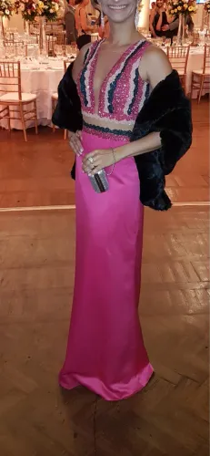 Vestido Patricia Bonaldi / PatBo longo pink bordado - tam. 38 forma pequena p/ PP 