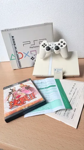 PS2 Slim Ceramic White na caixa completo