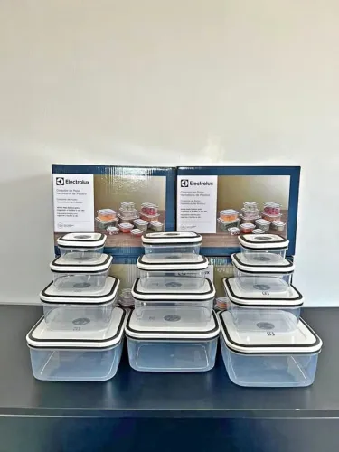 Kit 12 Potes Herméticos Electrolux Retangulares com Tampa de Silicone - NOVA FAZEMOS ENTRE