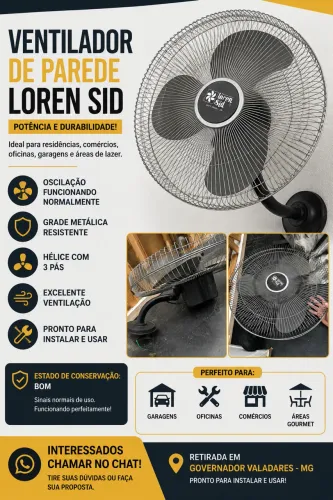 ? Ventilador de Parede Loren Sid - Excelente Estado