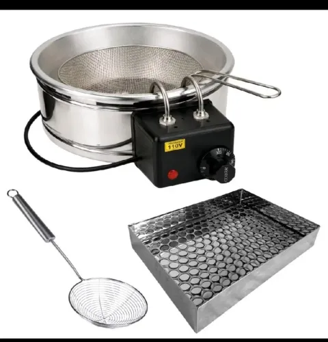 Fritadeira elétrica tacho de pastel com escorredor e escumadeira inox 5l