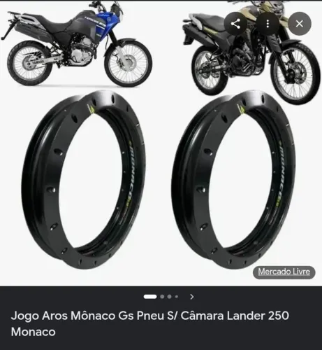 Jogo aro Mônaco Gs pneu s/câmera Lander 250