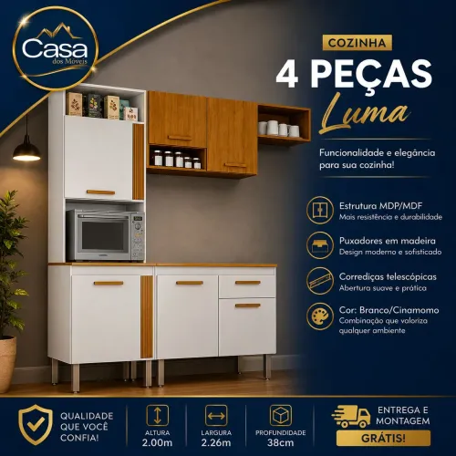 Armário de cozinha 4 peças Luma