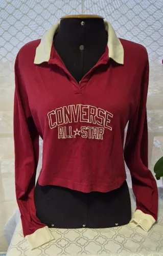blusa polo converse all star bordô gg