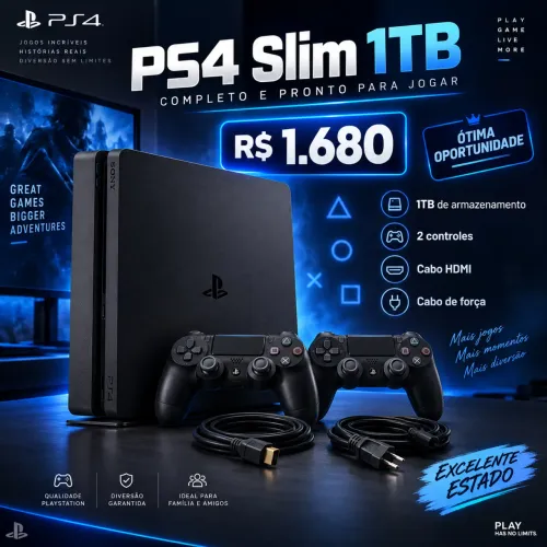 PS4 slim 1TB - Seminovo