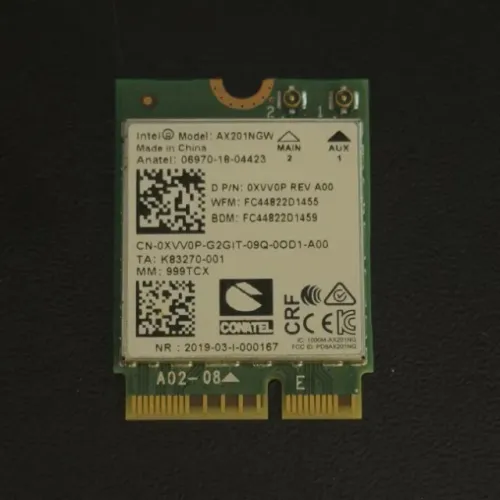 Placa de Rede Intel AX201NGW Wi-Fi 6 Bluetooth 5.1 M.2 2230 Original Dell