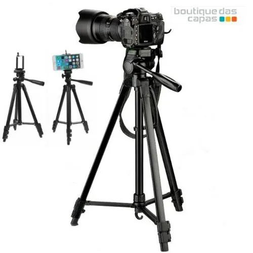 Tripe De Aluminio Preto Para Camera e celular ate 1.80m - Sl-3600 profissional