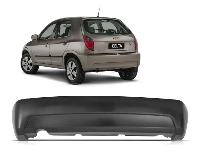 Parachoque traseiro celta preto liso 2007 / 2015