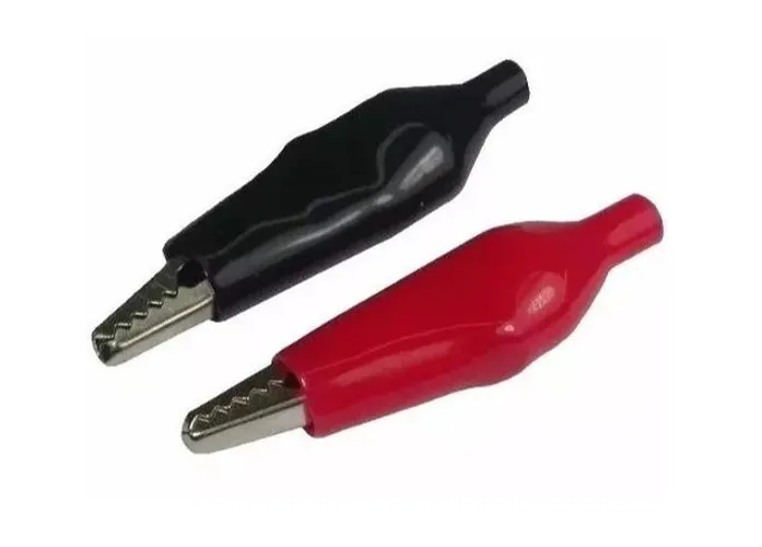 COD-CP39 KIT 2 Pares de Garra Jacare Testes Vermelha Preta Isoladas Arduino Automação