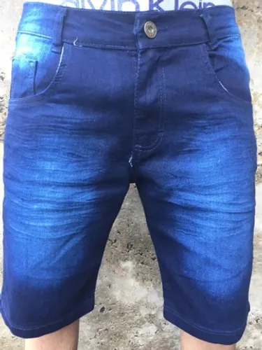 Bermuda jeans masculina short com elastano